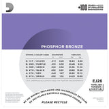 Cordes Folk D'Addario EJ26 Custom Light - Bronze Phosphoreux