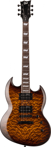 Ltd Viper 256 QM Dark Brown Sunburst - Guitare Électrique 6 Cordes Type SG