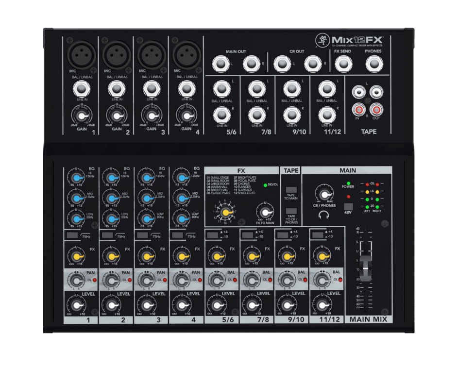 Mixeur Mackie MIX12 FX 12 canaux et 18 entrées