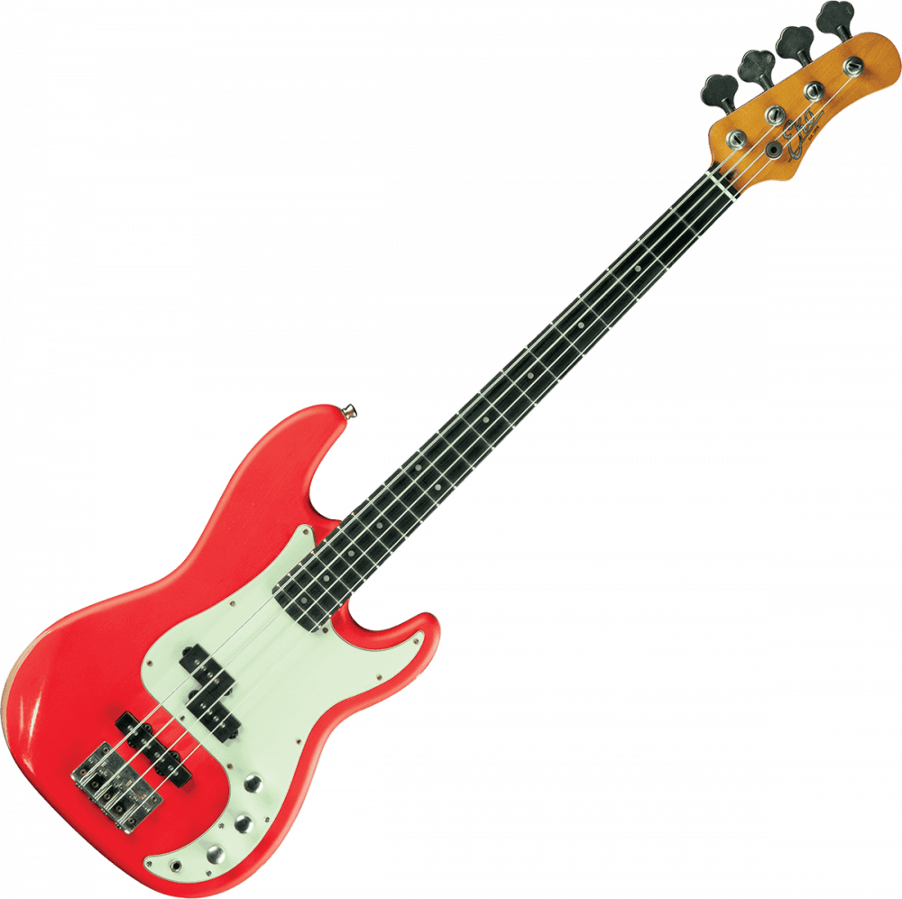 Basse Électrique Eko VPJ280 Relic Fiesta Red - Style Precision/Jazz