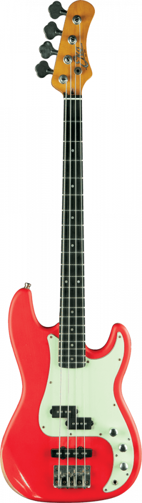 Basse Électrique Eko VPJ280 Relic Fiesta Red - Style Precision/Jazz