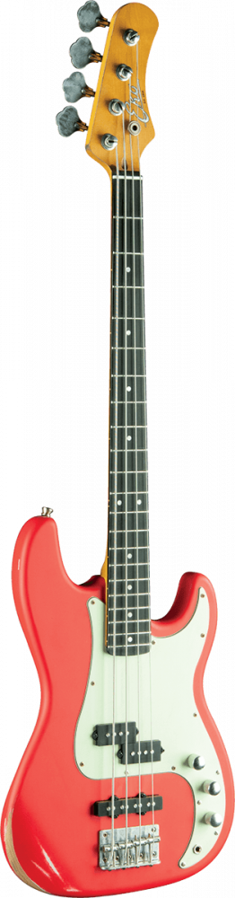 Basse Électrique Eko VPJ280 Relic Fiesta Red - Style Precision/Jazz