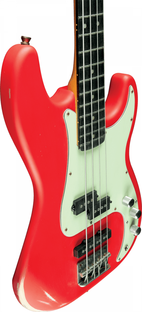 Basse Électrique Eko VPJ280 Relic Fiesta Red - Style Precision/Jazz