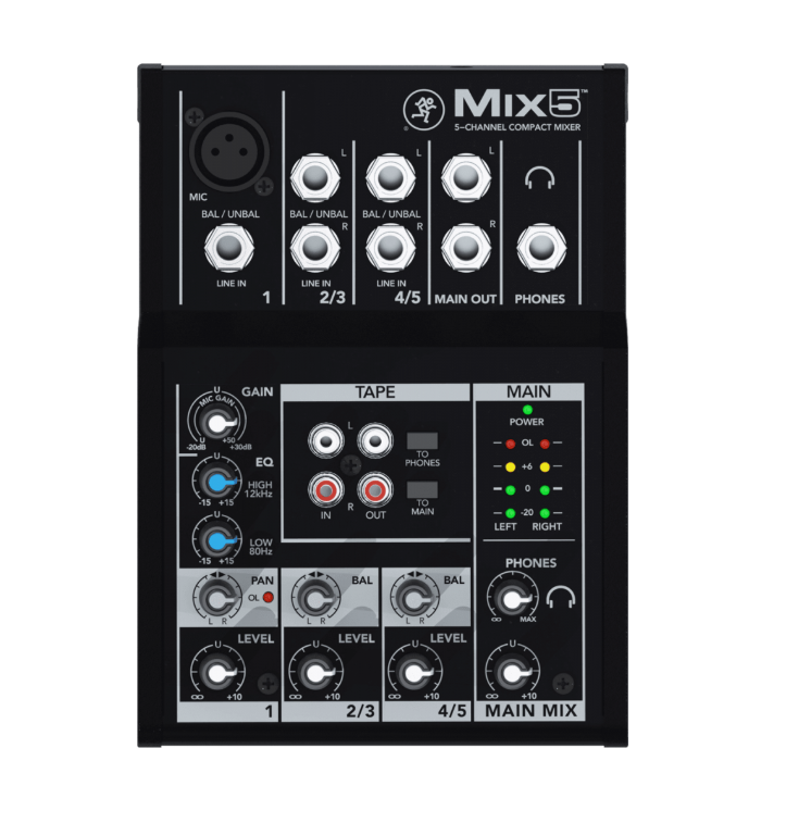 Mackie MIX5 Mixeur compact 5 canaux, 8 entrées