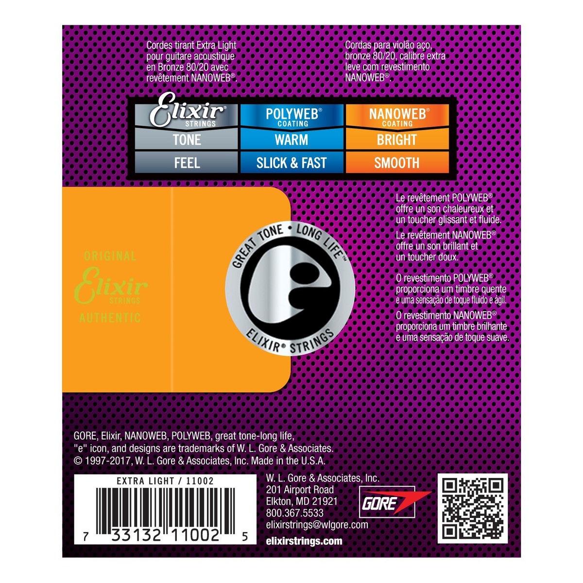 Cordes Acoustique Elixir NANOWEB Extra Light (10-47) - Bronze 80/20