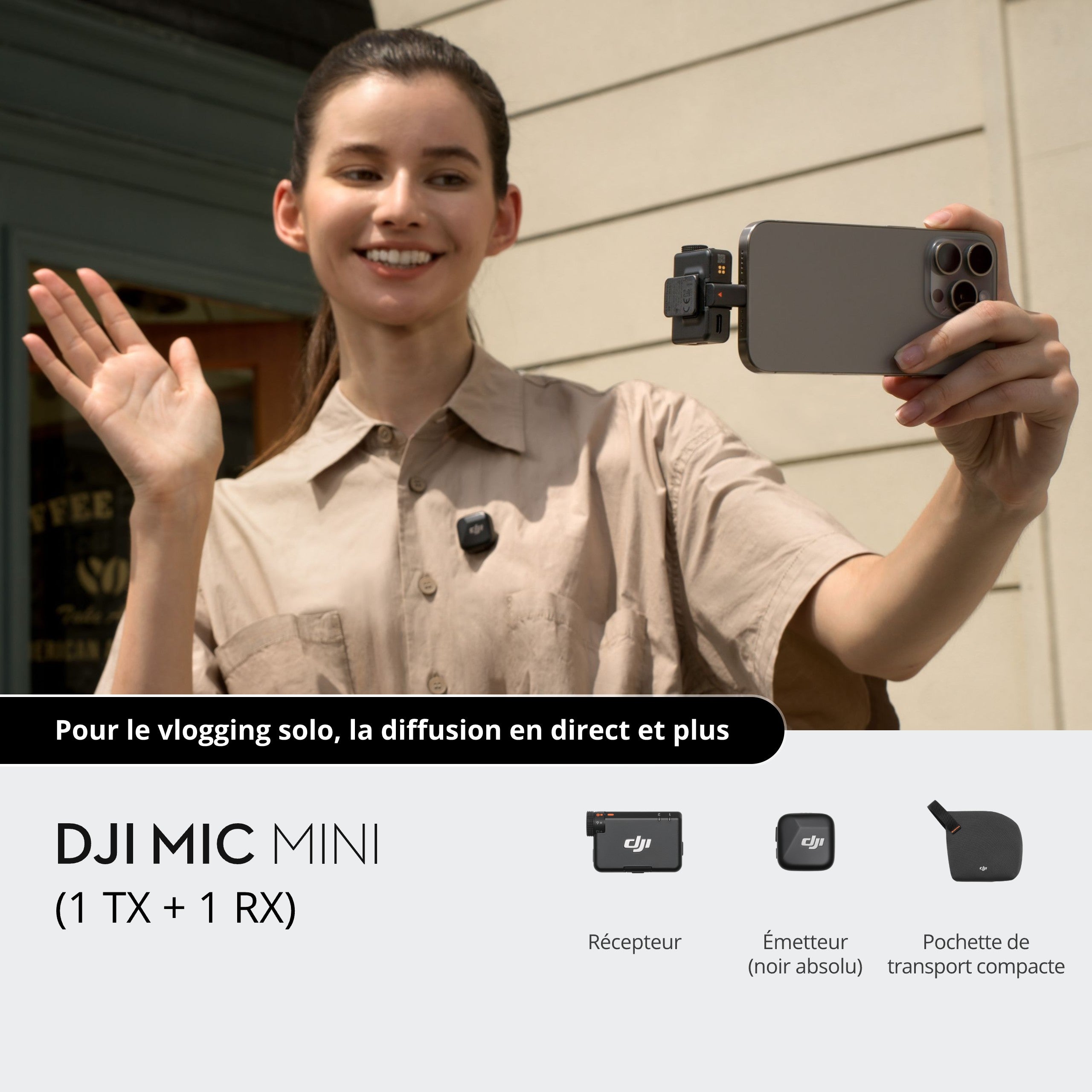 DJI Mic Mini (1 TX + 1 RX) - Microphone Sans Fil