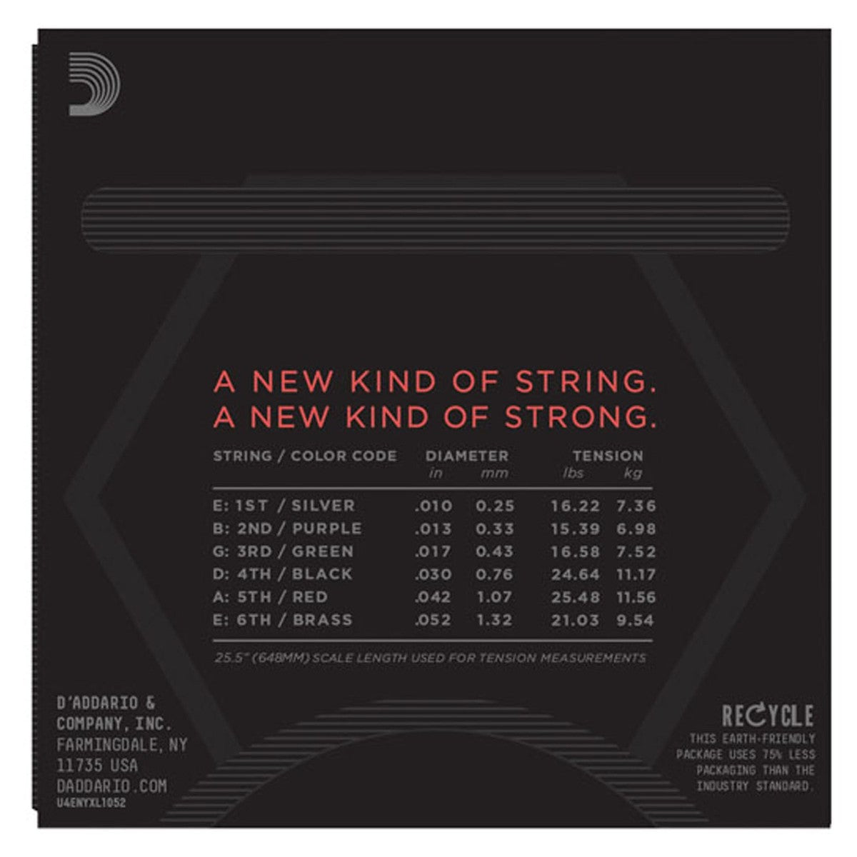 D'Addario NYXL1052 Cordes Guitare Électrique - Light Top / Heavy Bottom 10-52