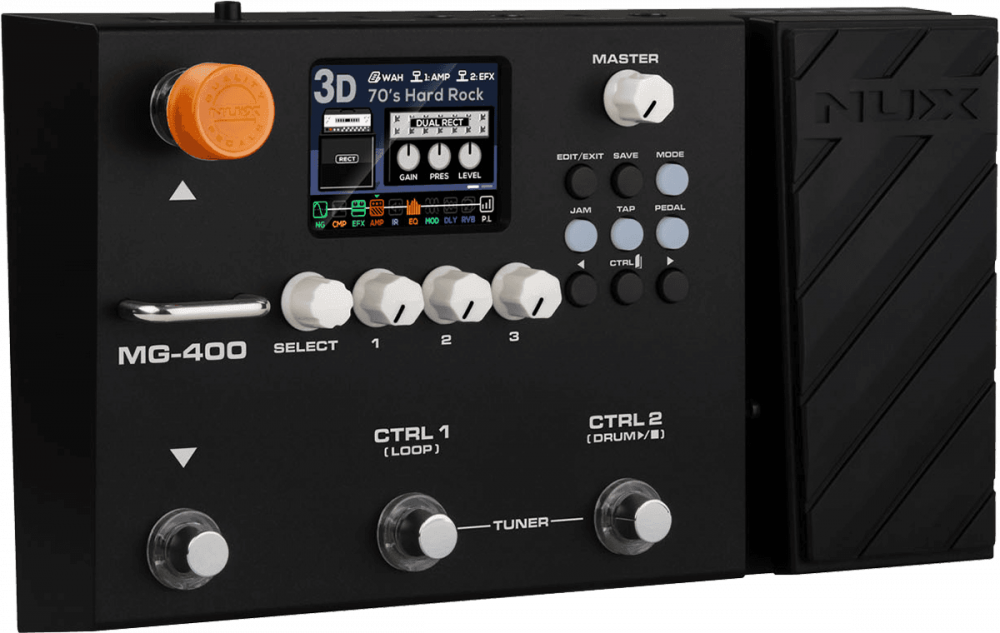 Nux MG400 - Multi-Effet Guitare-Basse-Acoustique avec IR, Looper & Boîte à Rythmes