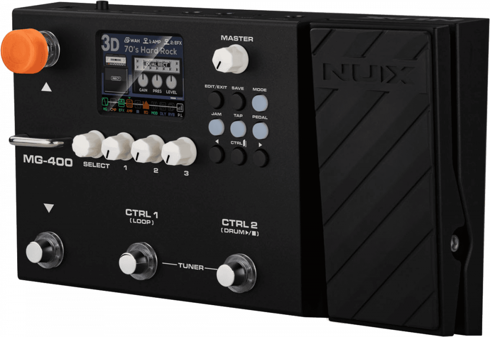 Nux MG400 - Multi-Effet Guitare-Basse-Acoustique avec IR, Looper & Boîte à Rythmes